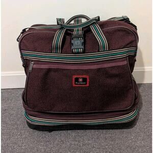 Vintage Playboy Burgundy Canvas Carry On Rolling Travel Bag